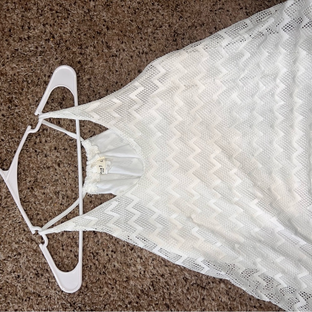 Lace tank top - cream & white